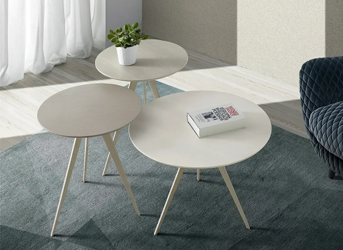 Mesa Luma Redonda Cristal (Lino)