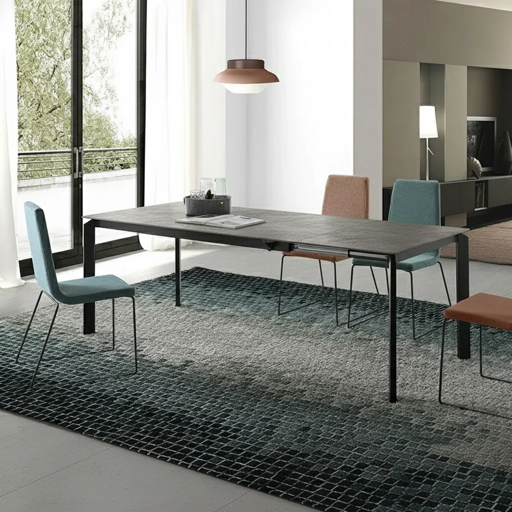 Mesa Fija Tarik Porcelánico (Vulcano ceniza - Grafito texturizado)