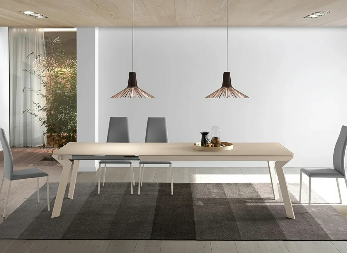 Mesa Extensible Mara Cristal (Cristal óptico Lino - Metal Lino)