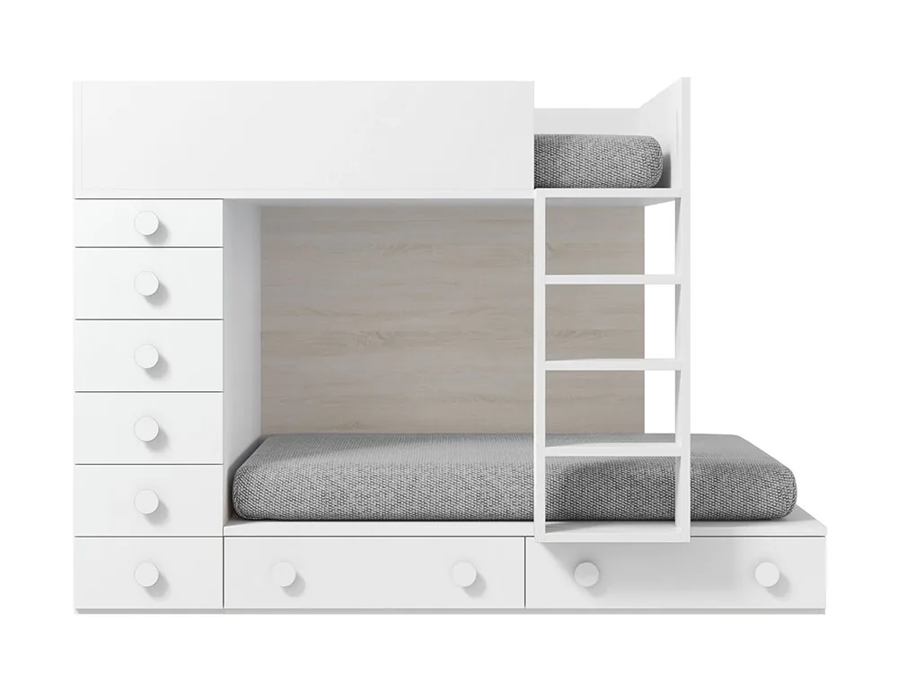 Litera tren Pixi con cajones (Blanco)