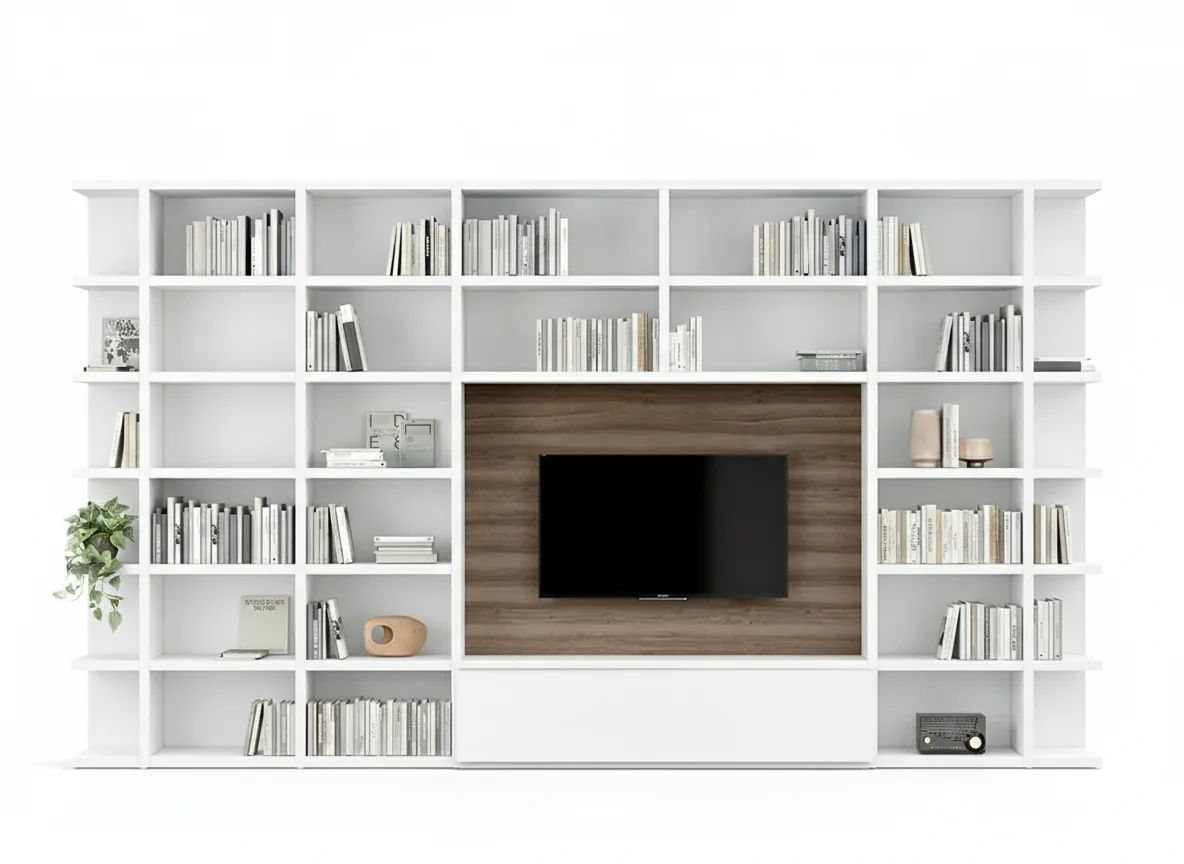 Librería con panel para televisión Atrio 09 (Blanco)