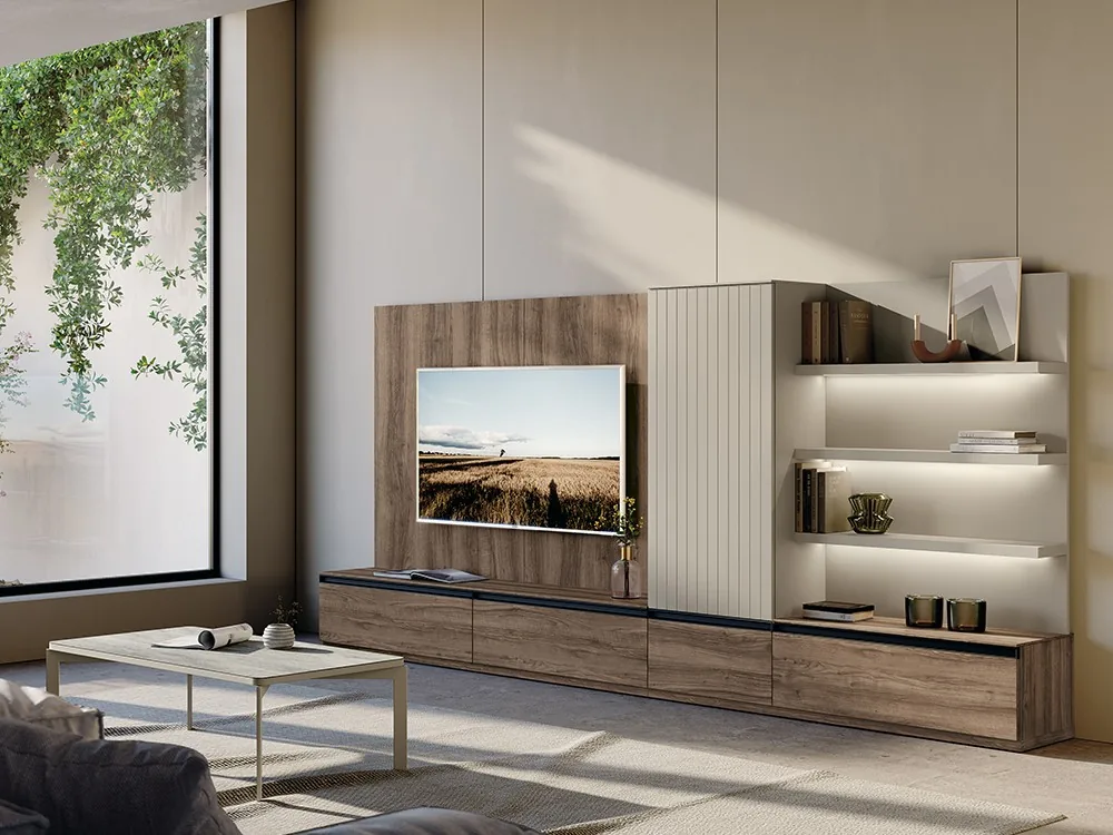 [11835] Mueble para salón con panel y luz Nova 12