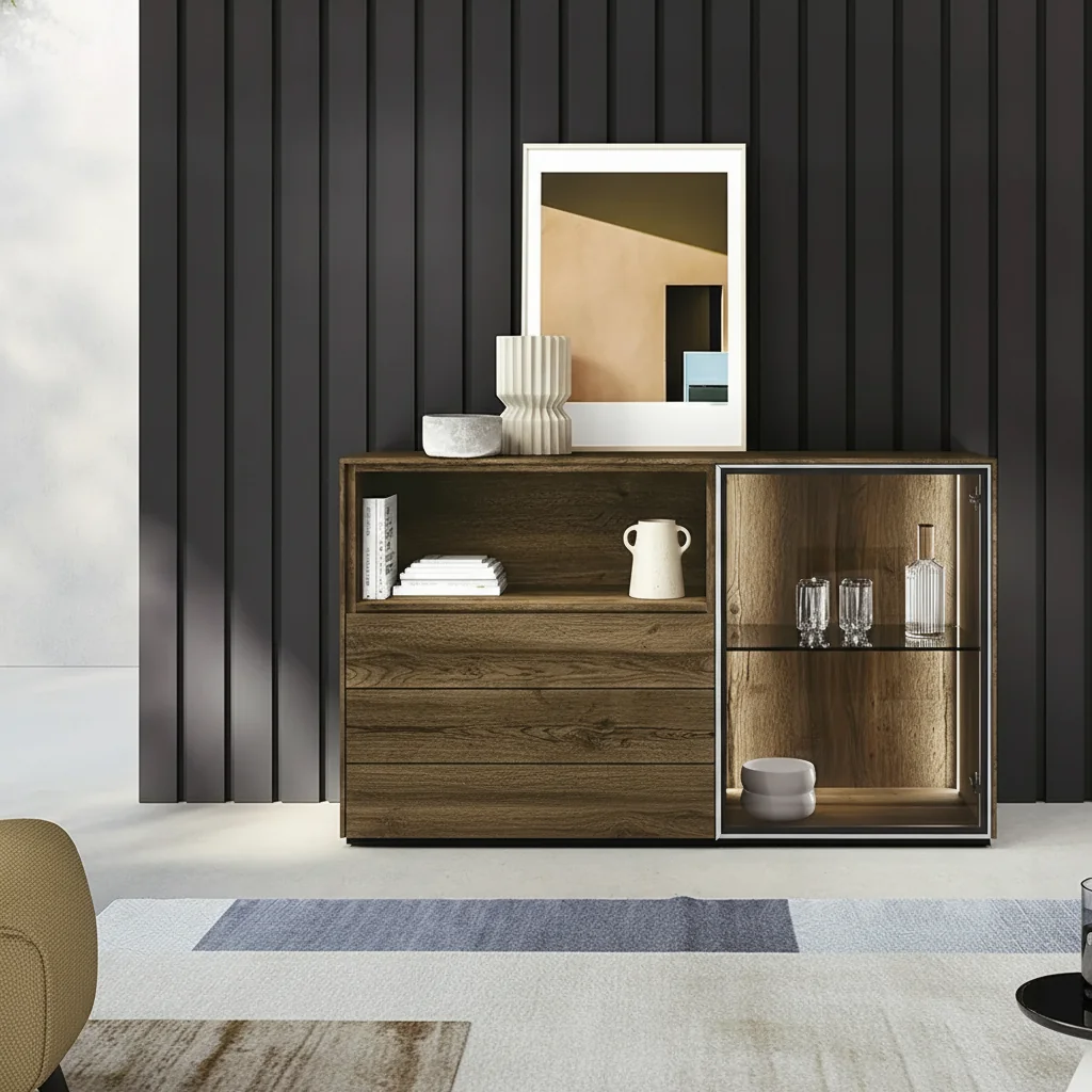 Aparador bajo con vitrina Nova 17 (Cacao)