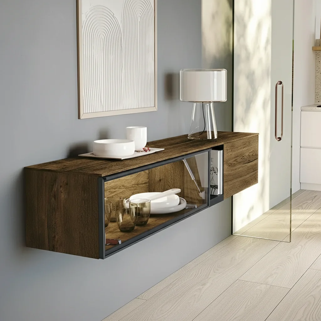 Aparador suspendido con vitrina Nova 23 (Cacao)