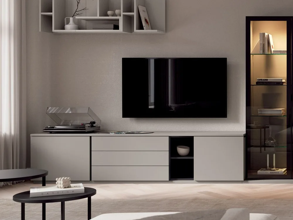 Composición de salón con vitrina Livia 07