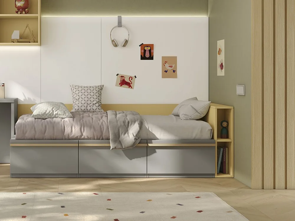 Cama con cajones y cabecero arcón Juno 01
