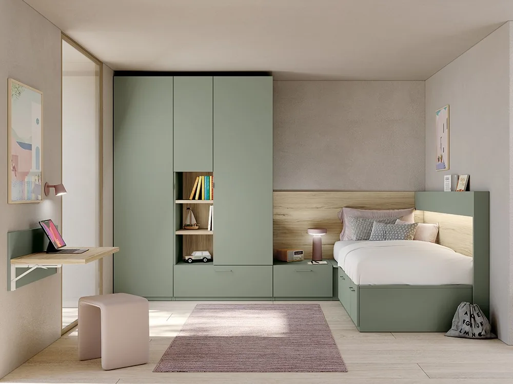 Cama con arcón y panel LED Juno 02