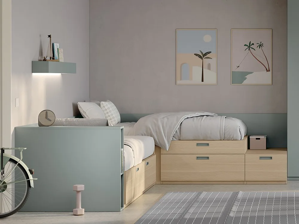 Camas en L con arrastre Juno 14