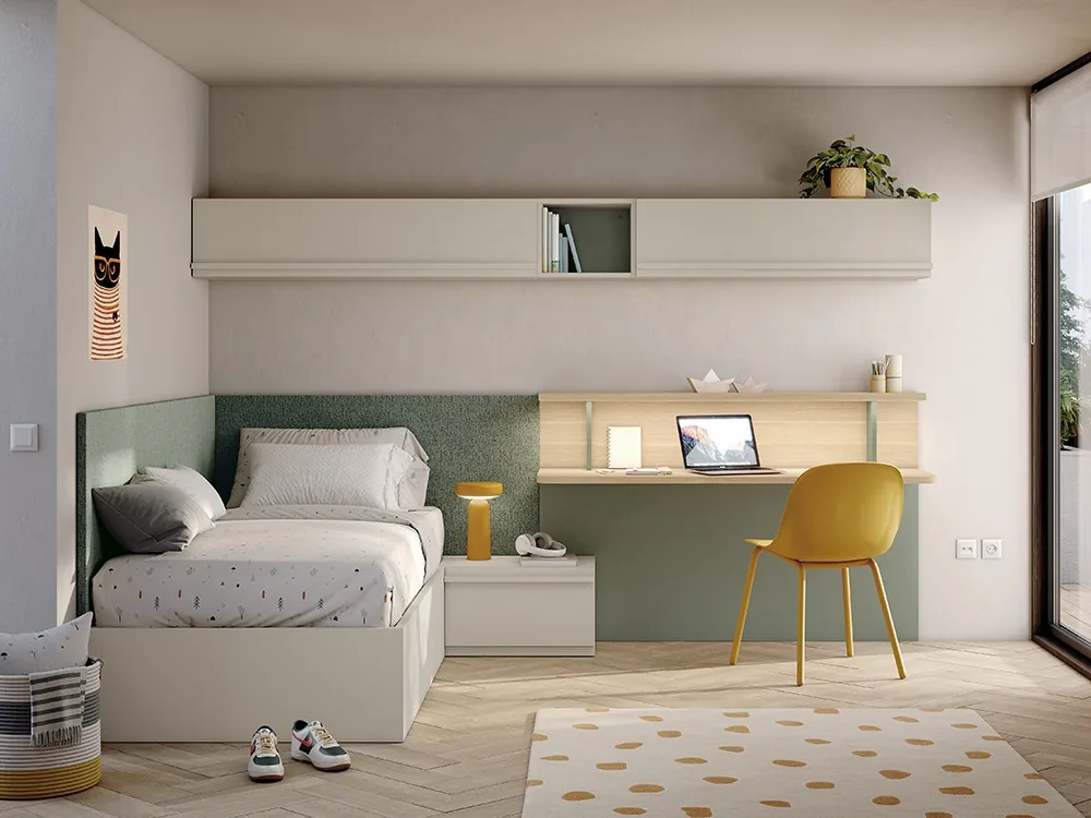 [15056] Cama con escritorio Juno 15
