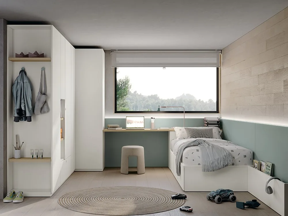 [15058] Cama con escritorio Juno 17