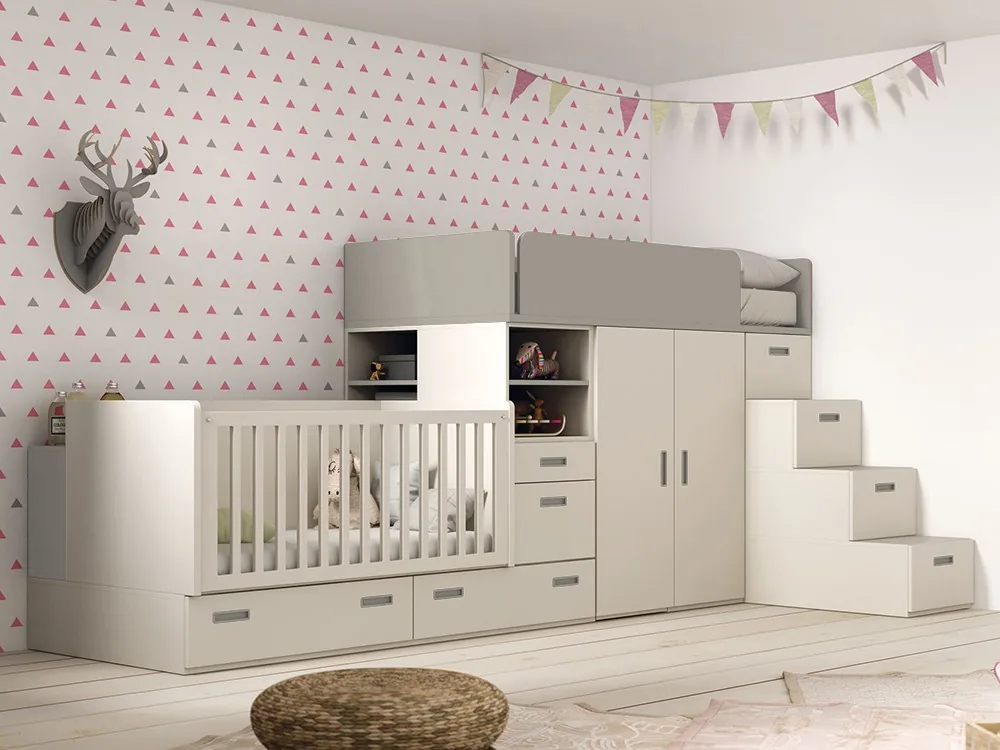 Litera tren con cuna convertible Train Nido Mini08