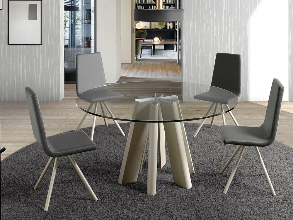 Mesa redonda de cristal Duna Six