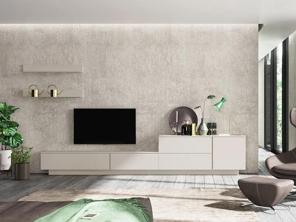 Mueble de salón a dos alturas con baldas Livia