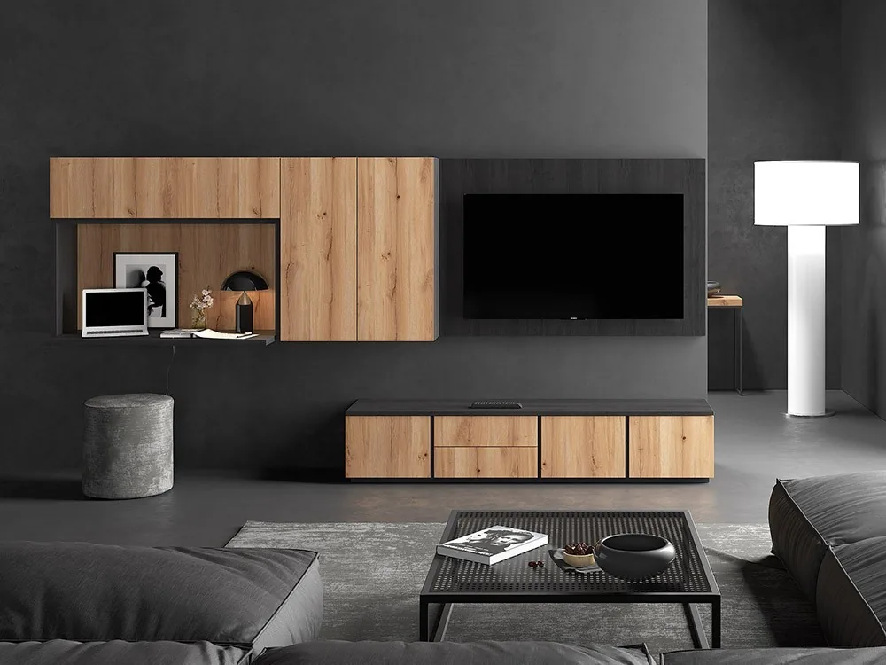 Mueble de salón con escritorio incorporado Livia Crack