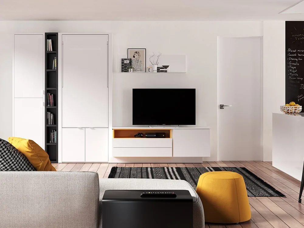 [5874] Composición con mueble tv y mesa abatible Livia