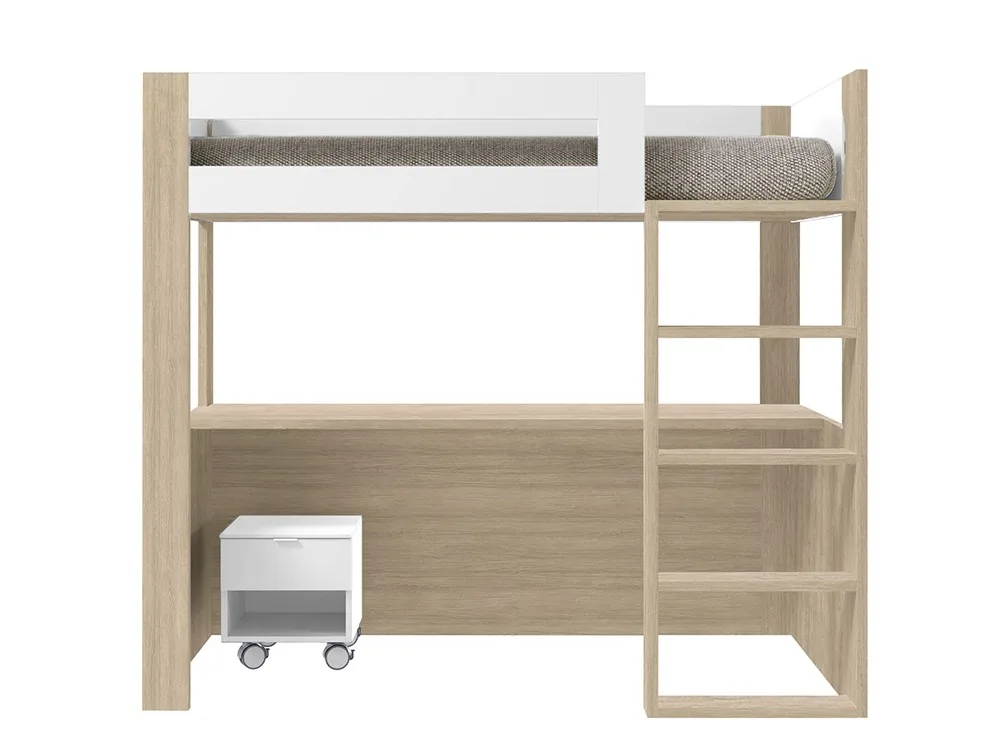 Cama alta con escritorio Pixi